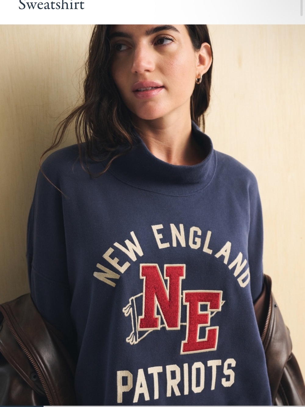 Abercrombie & Fitch Navy Cowl Neck Sweatshirt with Red Logo